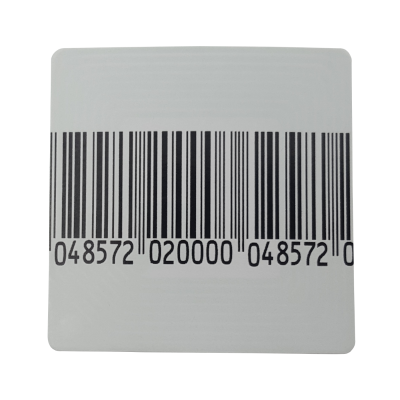 Metki wlepki stickery nalepki etykiety czipy antykradzieżowe zabezpieczające RF radiowe 4x4 40x40 z kodem kreskowym EAN Amersec